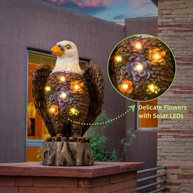 TAKE ME Gardening Gifts Outdoor Decor Eagle Solar Lights Christmas Garden Gifts for Eagle Lovers Birthday Gifts for Women Garden Decor Patio Yard Decor (Brown Eagle)