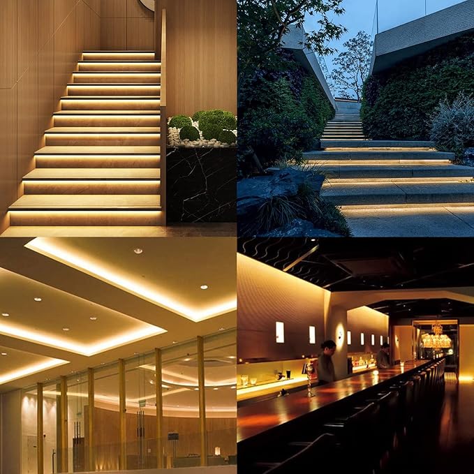 24V COB LED Strip Light Warm White 3000K 5M/16.4ft 2400LEDs Waterproof IP65 Uniform Glow CRI 93+ Flexible LED Tape Lights for DIY Cabinet Bedroom Kitchen Home Decor(No Power Supply)