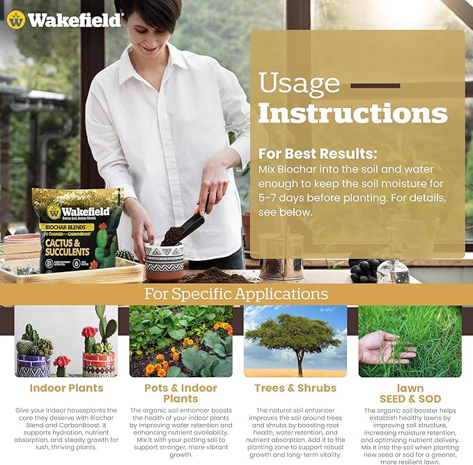 Blend for Cactus & Succulent – Premium Organic Cactus Soil with CarbonBoost Technology for Enhanced Growth – Specialized Soil Mix for Succulents Indoor Plants – 4 Quarts