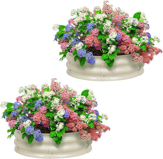 BPS Metal Raised Garden Bed, 2-Pack 2.5FT Diameter Galvanized Planter Raised Garden Boxes for Flower Planters, Vegetables Herb