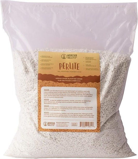 Horticultural Grade Perlite - One 8 Quart Bag ~2 Lbs - Grade 1, Fine Coarseness (~1/8 Inch Particles) - Soil Amendment Additive - for Growth, Aeration & Drainage for Potting Mix