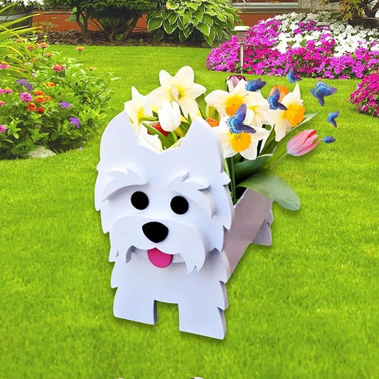 West Highland White Dog Planter Plant Pots,Cute Garden Dog Flower Planter,Dog Planters Birthday Gifts for Women,Office,Indoor/Outdoor Decor（9.45 * 5.75 * 12.2in）
