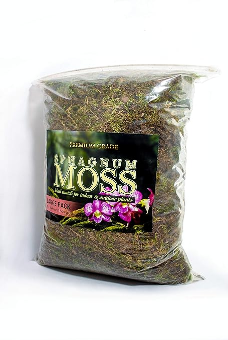 Organic Green Sphagnum Moss for Orchids, Indoor and Outdoor Plants - Dried for Decorative Gardening (Large Pack - 10 litres / 500 gr / 35 oz)