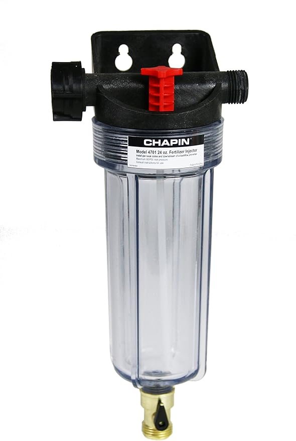 Chapin 4701: 24-Ounce HydroFeed in-Line Fertilizing Injection System for Sprinklers and Direct Hose Use, 1-Pack, Clear