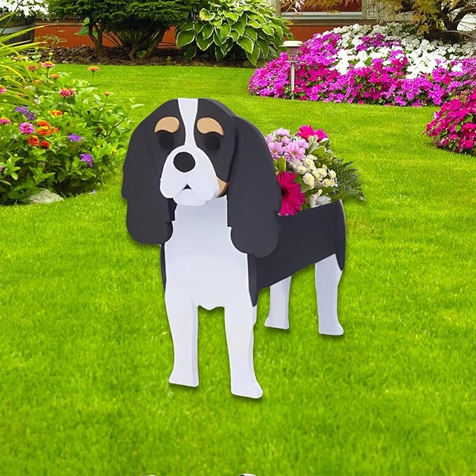 Cavalier King Charles Spaniel Dog Planter Plant Pots,Cute Garden Dog Flower Planter,Large Dog Planters Birthday Gifts for Women,Office,Indoor/Outdoor Decor(9.84 * 10.24 * 16in)