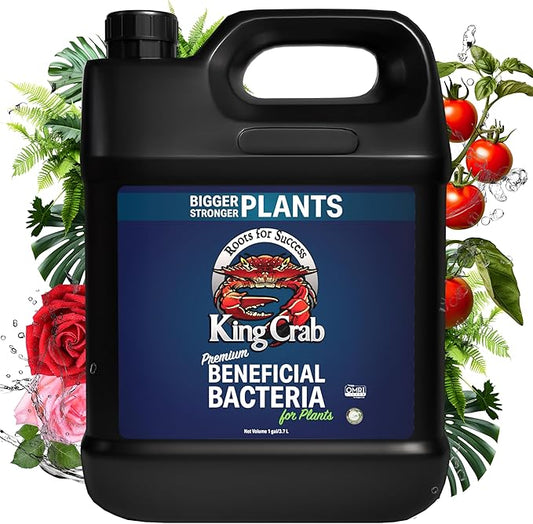 King Crab Root Stimulator for Plants, Ultra Concentrated OMRI Organic Bacteria, 275 Million Organisms per ml, Roses, Tomatoes, Houseplants, Soil Conditioner, Soil Activator, Soil Microbes