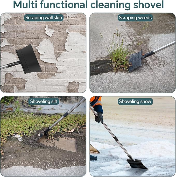 Garden Cleaning Shovel,Snow Shovels, Ice Scraper,Flat Shovel,Adjustable Handle,51.9inch,Ice Removal Tool for Road Outdoor,Garden Cleaning Scraper,Weed Remove Tool for Lawn Edging,Moss Scraper