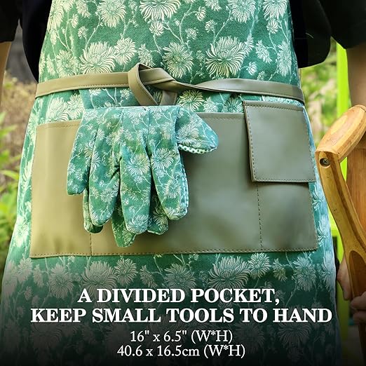 Colwelt Gardening Foam Kneeling Pad Set 3pcs, Gardening Gifts for Women Gardeners, Elegant Pattern Garden Protection Tools Set, Charming Garden Accessories(Extra Thick Kneeling Mat, Apron, Gloves)