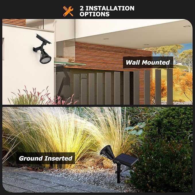 Solar Lights Outdoor, Ultra Bright 21 LEDs IP67 Waterproof Landscape Lighting for Outside, 2-in-1 Adjustable Solar Wall Lights for Garden Yard Pathway - Auto On/Off, 4 Pack (Cool White)