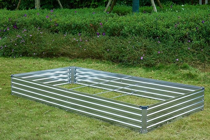 2 Pack 6x3x1FT Galvanized Raised Garden Beds Kit Outdoor Metal Gardening Planter Box for Vegetable Elevated Flower Herbs,Silver