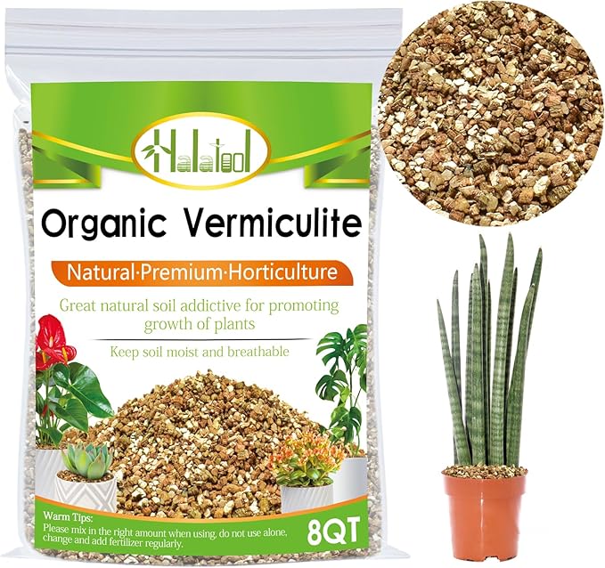 Halatool 8 QT Horticulture Vermiculite Professional Soil Addictive Coarse Grade Vermiculite for Plants Gardening Mushrooms Seed Starting Cat Grass