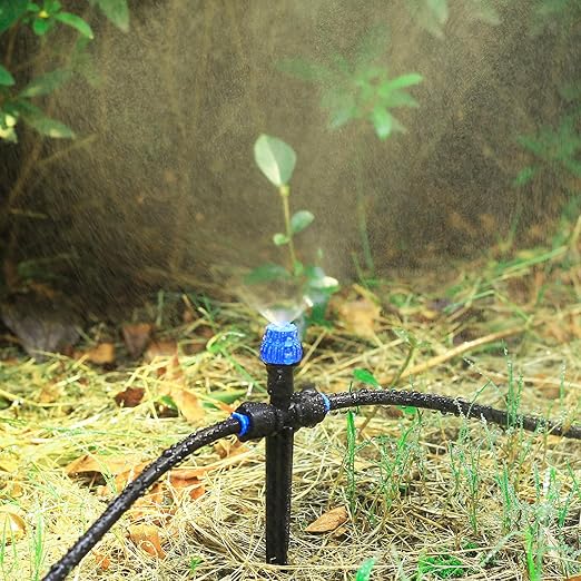 Drip Irrigation Emitters,with Adjustable 360 Degree Water Flow Drippers Sprayer Push-to-Fit for 1/4 inch Tubing Garden Drippers Sprayer for House Garden Watering System(6pcs-Atomization Sprinker)