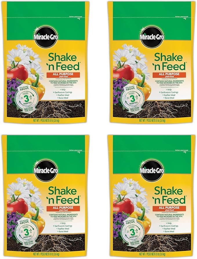 Miracle-Gro Shake 'N Feed All Purpose Plant Food Refill Bags, Plant Fertilizer, 8 lbs. (4-Pack)