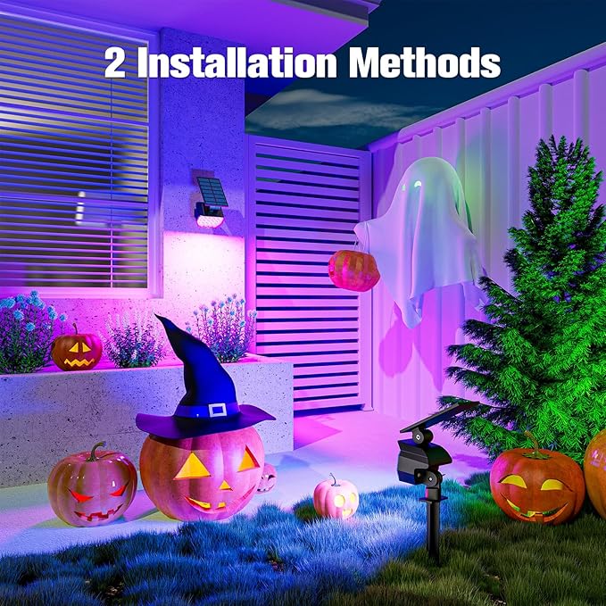 NIORSUN Solar Color Changing Lights Outdoor,7 Lighting Modes RGB Solar Outdoor Lights,IP67 Waterproof Multicolor Landscape Spotlights for Halloween Holiday Decorations,12 Pack