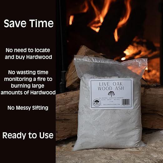 Live Oak Wood Ash - All Natural Clean Sifted Premium MultiUse Hardwood Ashes (2 lbs)