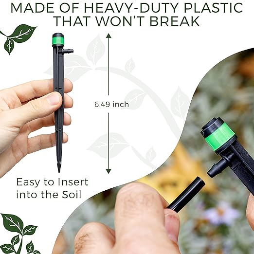 CARPATHEN 100 Drip Irrigation Emitters Vortex - Drip Irrigation Parts for Irrigation Kit - ¼ inch Irrigation Tubing Compatible - 360 deg Adjustable Fan Sprayer for Raised Garden Bed, Potted Plants