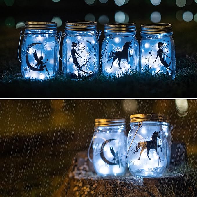 ZNYCYE Solar Mason Jar Lights, 6 Pack 30 Led String Fairy Star Firefly Jar Lids Lights, Jars Not Included, Best for Mason Jar Decor,Great Outdoor Lawn Decor for Patio Garden, Yard (Cool White)
