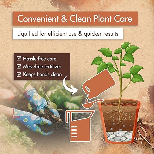 Worm Castings for Plants, Earthworm Casting Organic Fertilizer, Bokashi Booster, Worm Tea Made from Compost Worms, Liquified & Concentrated Vermicompost for Soil Fertility & Bountiful Harvest, 8 oz.