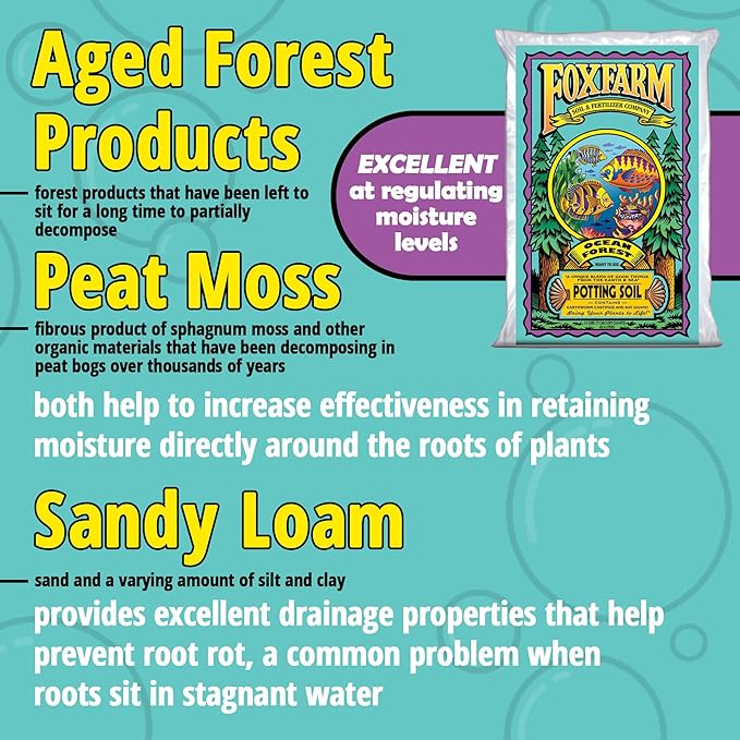 FoxFarm Ocean Forest Potting Soil, 1.5cu ft - Light, Aerated Texture, Designed for All Container Plants - pH Adjusted for Optimal Nutrient Uptake, Effectively Retains Moisture