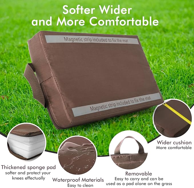 Foldable Garden Kneeler and Seat, Patented Thicker Wider Softer Kneeling Pad with Magnetic Stripe, 350lbs Heavy Duty Durable Garden Stool with Tool Bag, Gardening Gift for Women and Men