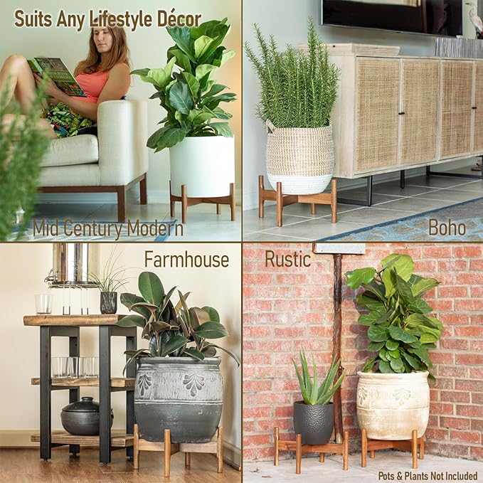 Macaw on Kapok Wood Plant Stand,Fits 8 10 12 to 14 inch Plant Pot,Acacia Solid Wood,Planter Stands for Indoor Plants,Outdoor Planter Large,Modern Plant Holder,Mid Century Plant Stand,Flower Pot Stand