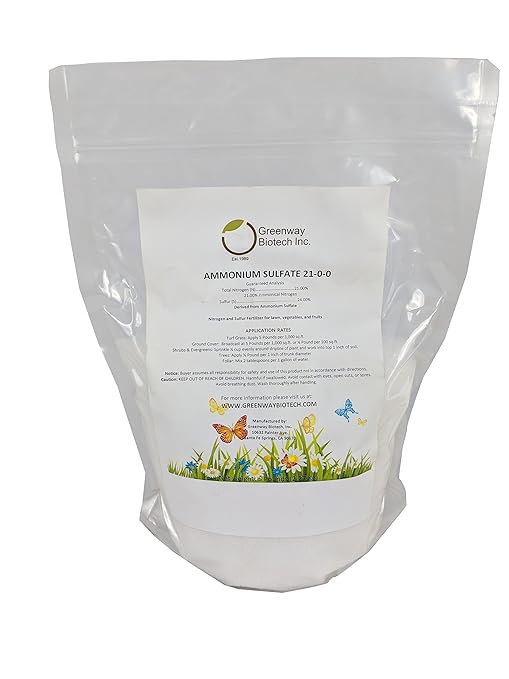 Ammonium Sulfate 21-0-0 Fertilizer "Greenway Biotech Brand" 5 Pounds