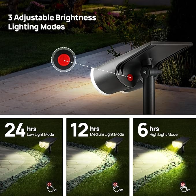Solar Spot Lights Outdoor, Consciot 16 LEDs IP67 Waterproof Solar Outdoor Lights, Auto On/Off Solar Landscape Spotlights, 2-in-1 Adjustable Wall Lights for Garden Yard Pathway, 6 Pack (Warm White)