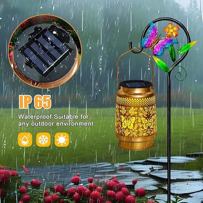 TEDOF Solar Lanterns Outdoor Waterproof,Butterfly Solar Lights Garden Decor Gifts for Mom Women Grandma Decoration Outside for Yard, Patio,Backyard,Porch