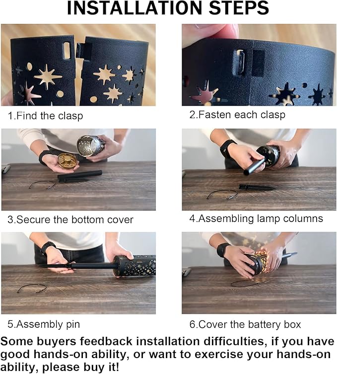 Solar Pathway Lights 6 Pack Star Moon Solar Lights Waterproof Garden Light for Yard Lawn Path Patio Outdoor Decor Gifts Warm White (Modern)