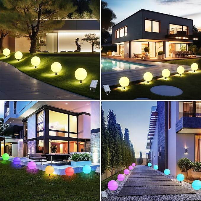 Solar Lights Outdoor Waterproof Decorations, 5 Pack Solar Globe Lights for Outside Color Changing Solar Garden Lights for Christmas Tree Yard Patio Pathway Party Decor