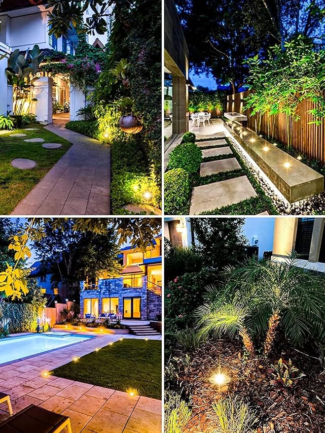 ZUCKEO 16Pack Low Voltage Landscape Lights 3w Well Lights LED In Ground Light with Timer Transformer and Connector, IP67 Waterproof Outdoor Accent Lighting for Yard Garden Pathway Walkway Deck Step