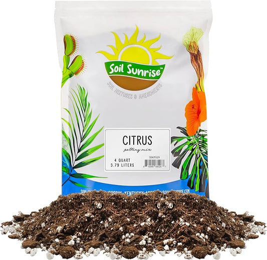 Citrus Tree Potting Soil Mix (4 Quarts), Special Blend for Indoor Oranges, Lemons, Limes and More