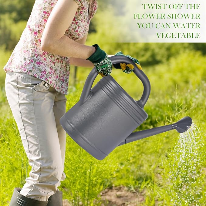 2 Gallon Watering Can for Indoor Plants, Garden Watering Cans for Outdoor Plant House Flower, Modern Plant Watering Can Large Long Spout with Sprinkler Head