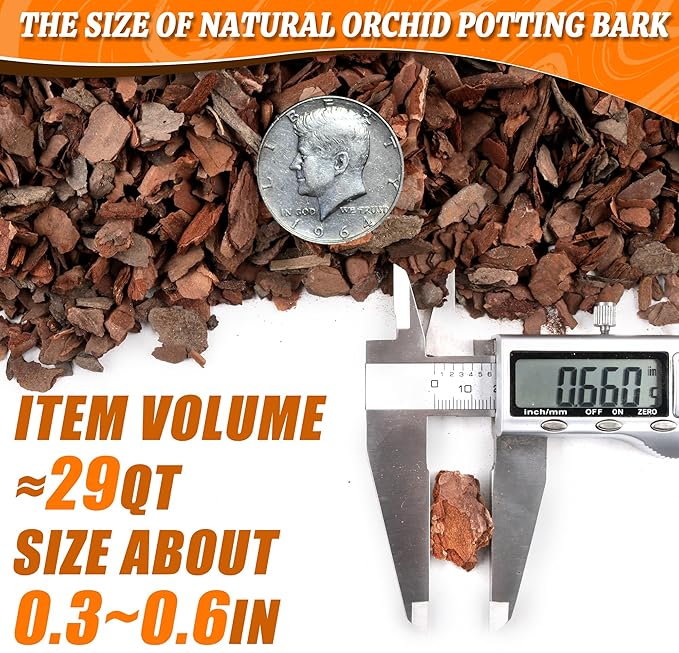 AVALUTION Orchid Potting Bark-29QT Organic Orchid Bark for Plants, All Natural Pine Bark Wood Chips Orchid Bark Potting Mix for Houseplant Mulch, Help Orchid Plants Root Health Development