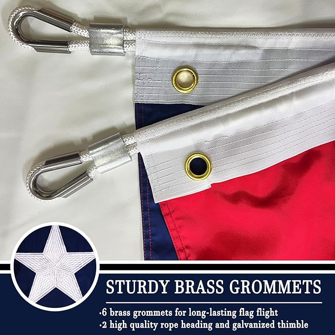 AZCOVER American Flag 15x25 FT Luxury Us Flag for Outside Made in USA Heavy Duty Nylon American Flags for Outdoor with Embroidered Stars Sewn Stipes and Brass Grommets All Weather Lasting United