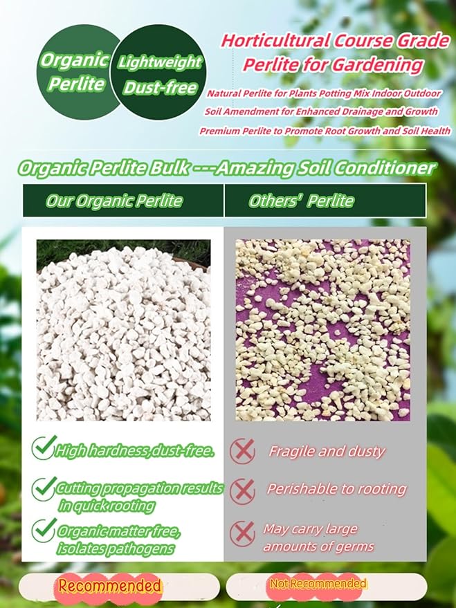 10QT Horticultural Grade Premium Coarse Perlite, All Natural Organic Perlite Soil Additive Conditioner Mix for Healthy Plants Potting Gardening,Promoted Drainage Growth and Improved Soil Health(3-6mm)