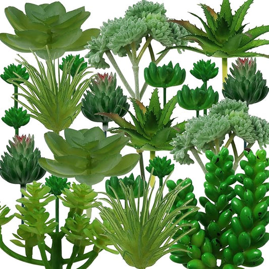 Succulents Plants Artificial, 22pcs Green Fake Succulents, Mini Faux Succulents for DIY Crafting Home Terrarium Floral Wall Garden Arrangement Office Decoration (Unpotted)