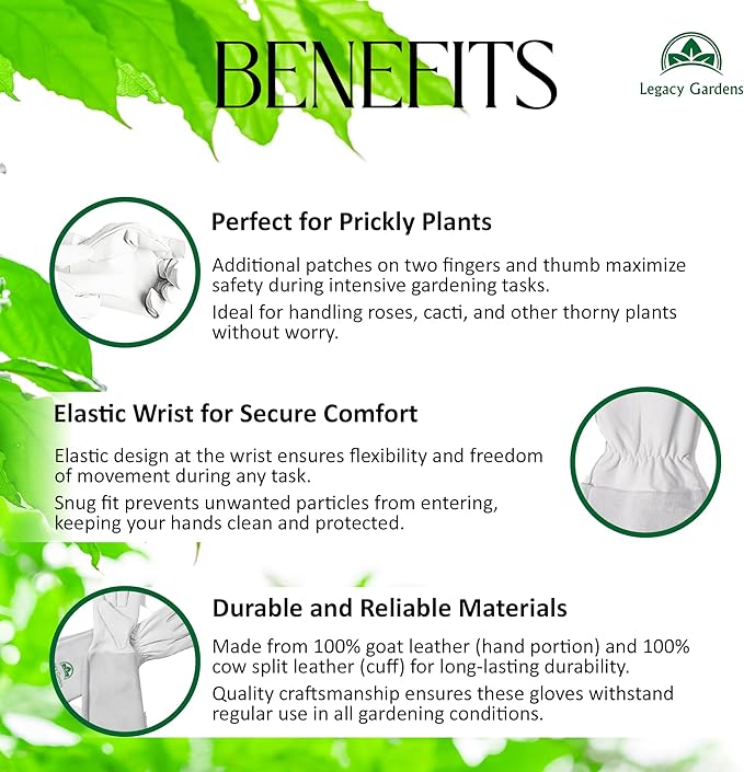 Thorn Resistant Leather Gardening Gloves for Men & Women – Long Gauntlet Rose Pruning Gloves with Forearm Protection for Pruning and Yard Work - Small