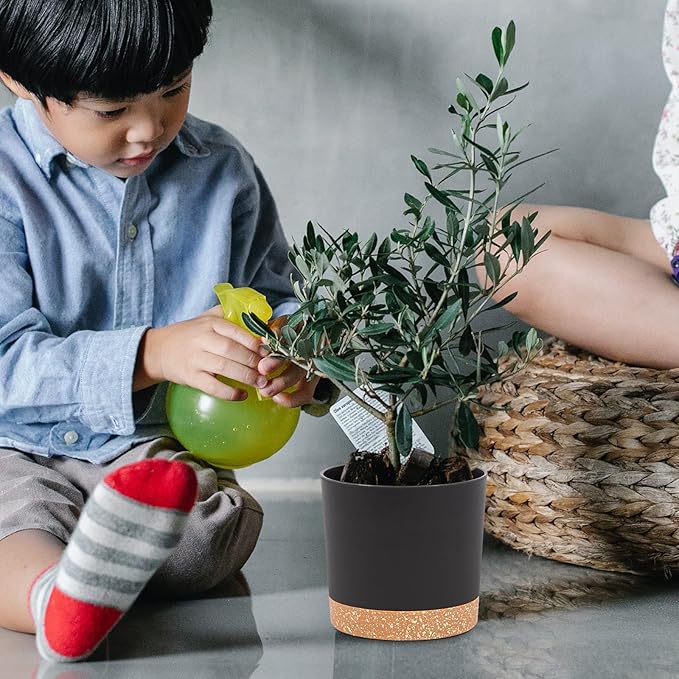 QCQHDU 5 inch Plant Pot, 2 Pack Planters for Indoor Plants with Drainage Holes & Saucer, Outdoor Flower Pots Home Garden Modern Decor