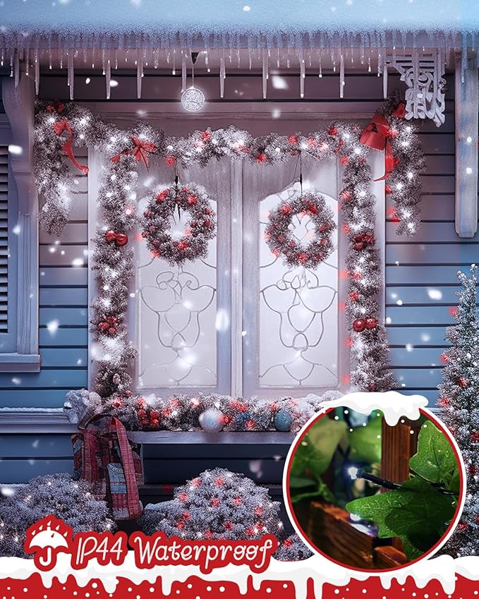 Minetom Red & White Christmas Lights, 66ft 200 LED Outdoor Christmas Tree Lights with Remote, 8 Modes Christmas String Lights Plug-in Mini Xmas Tree Lights with Timer for Outside Garden Party Decor