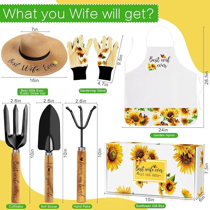 Gifts for Wife from Husband- Wife Gifts - Gardening Tools Gifts, Birthday Gifts for Wife, Mothers Day Gardening Gifts for Wife, Her, Garden Outdoor Tools Kit Stuff Gift for Plant Lovers Wife