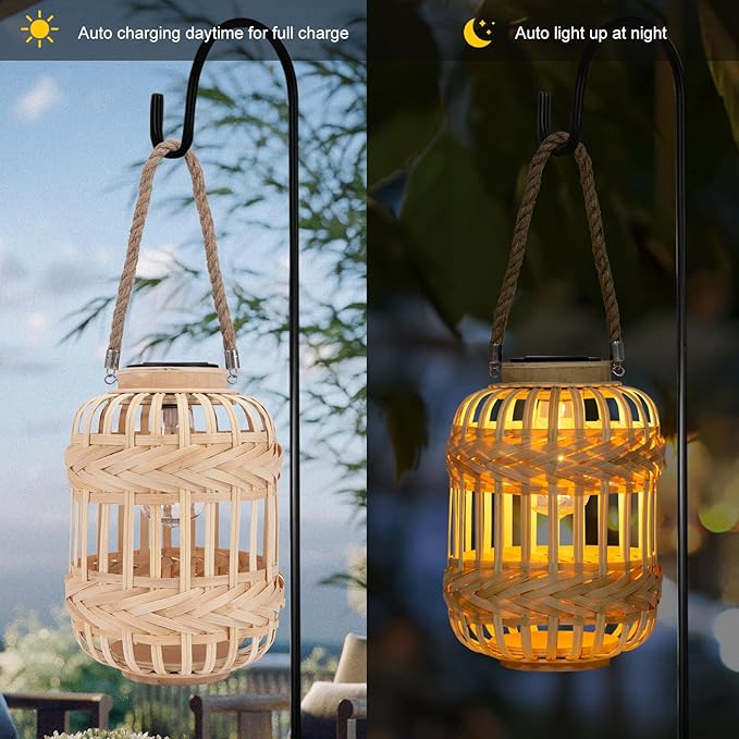 Solar Rattan Light - Outdoor Waterproof Solar Lanterns for Garden, Yard, Patio, Porch, Trees, Lawn, Pathway