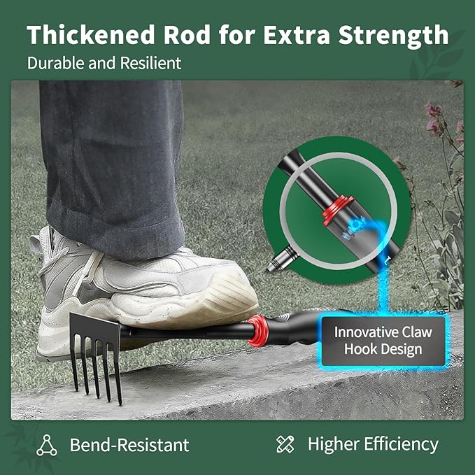 Gardening Tools Set, 6 Pieces Heavy Duty Rust-Proof Gardening Tool Kit, Ergonomic Soft Rubber Handles, Includes Trowels, Rakes, Weeding Tool, and Hand Fork for Digging, Planting, Weeding