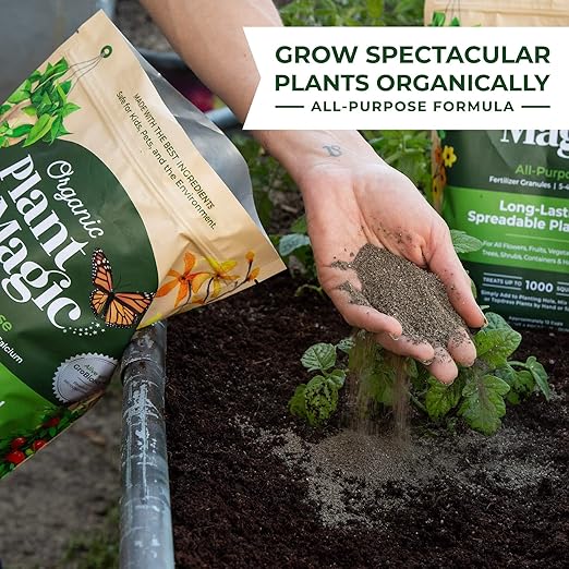 Organic Plant Magic - Truly Organic™ Slow Release Granular Fertilizer : Long-Lasting Plant Food Granules - Indoor & Outdoor Flowers, Vegetable Gardens, Fruit Trees, Shrubs, House Plants [One 4 lb Bag]