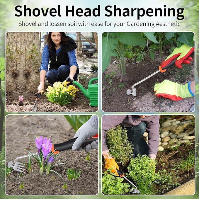 2025 Hand Weeder Tool, Rubber Handle Manual Weeder Puller Tool, Uprooting Weeding Tools, Crack Weeder Crevice, 4 Teeth Weeding Tool, Weeding Artifact Tool for Gardening(3 Pcs)