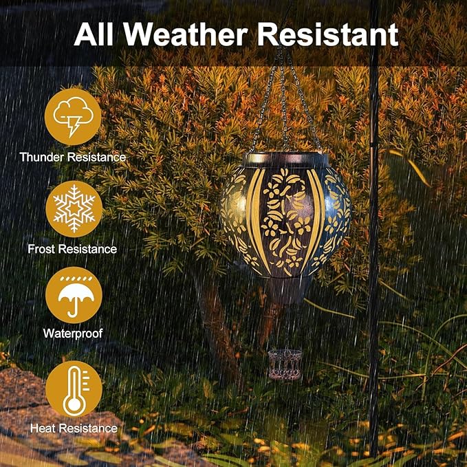 pearlstar Hot Air Balloon Solar Lantern Outdoor Waterproof Hanging Solar Light Decorative for Table Patio Yard Garden Lawn Landscape Lighting, Gardening Gift for Women Mom, Flower