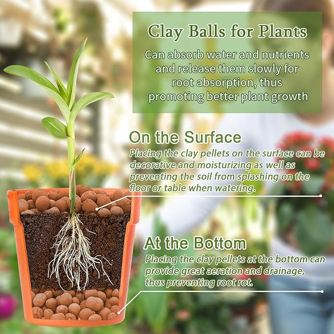 ZeeDix 7.5LB Expanded Clay Pebbles, 4mm-16mm Clay Leca Balls Clay Pebbles for Plants, Natural Clay Pellets Balls for Hydroponic, Indoor Plants Drainage, Gardening, Orchids, Decoration, Aquaponics