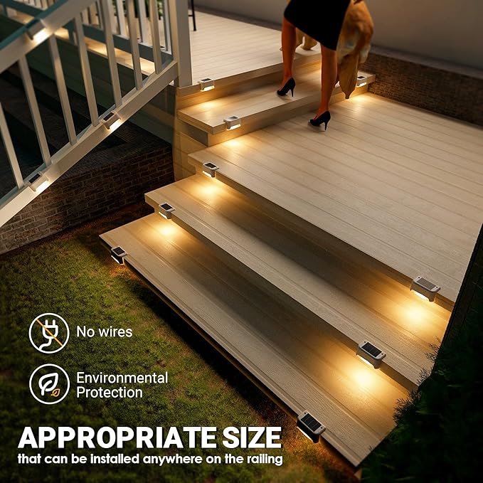 SOLPEX Solar Step Lights Outdoor 20 Pack, Waterproof LED Solar Lights for Deck, Stairs, Fence, Yard, Patio, Balcony (Warm White)