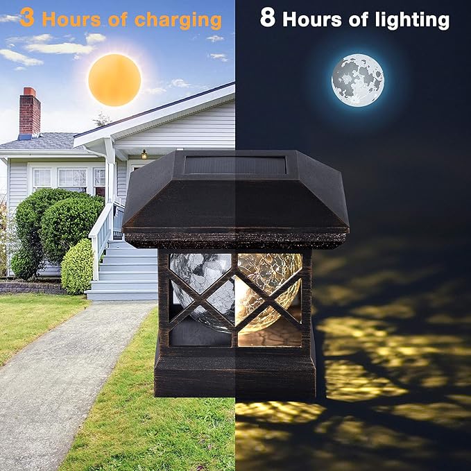 TWINSLUXES Solar Post Cap Lights Outdoor - Waterproof LED Fence Post Solar Lights for 3.5x3.5/4x4/5x5 Wood/Vinyl Posts in Patio, Deck or Garden Decoration