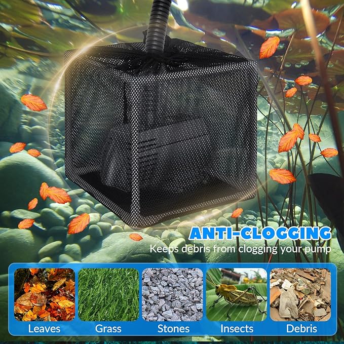 Pond Filter Box, Anti-Clogging Pond Filters for Outdoor Ponds Nylon Media Mesh Water Pump Cover Barrier Bag with Drawstring, Pond Pump Filter Bag (10 Inch)